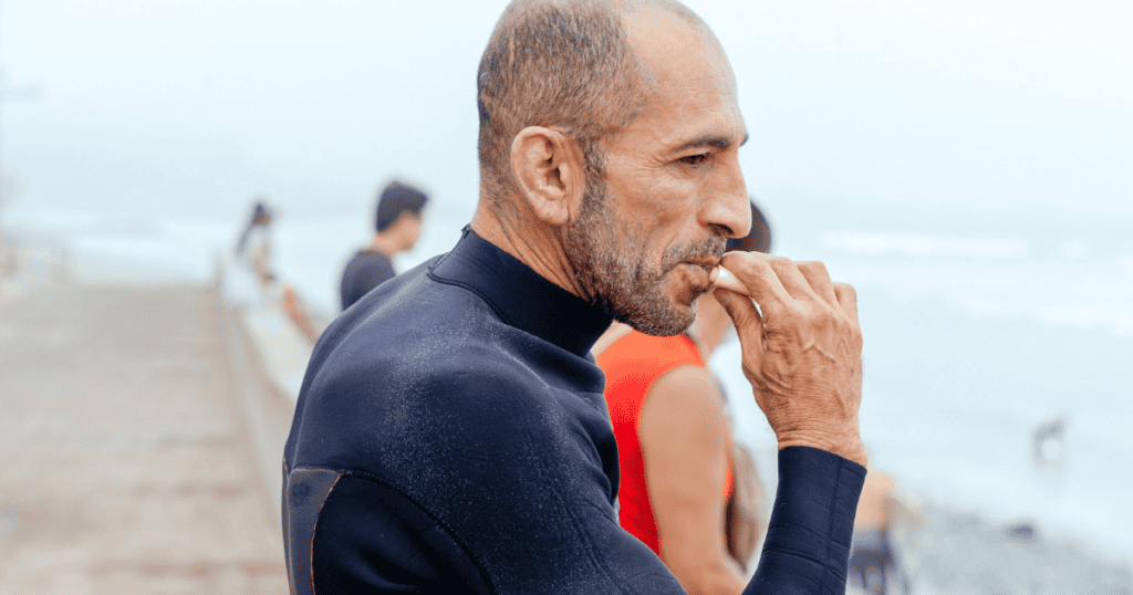 Man using a lip balm