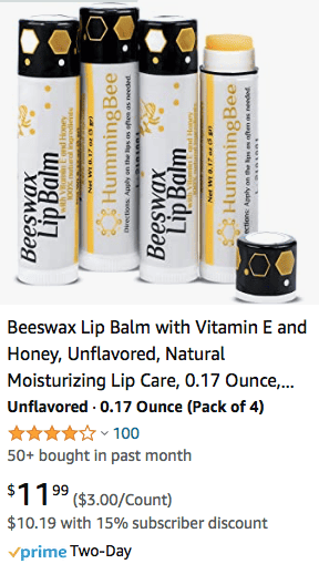 Beeswax lip balm with honey and vitamin e